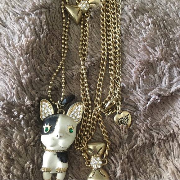 SOLD-Betsey Johnson Frenchie Necklace - Picture 2 of 3